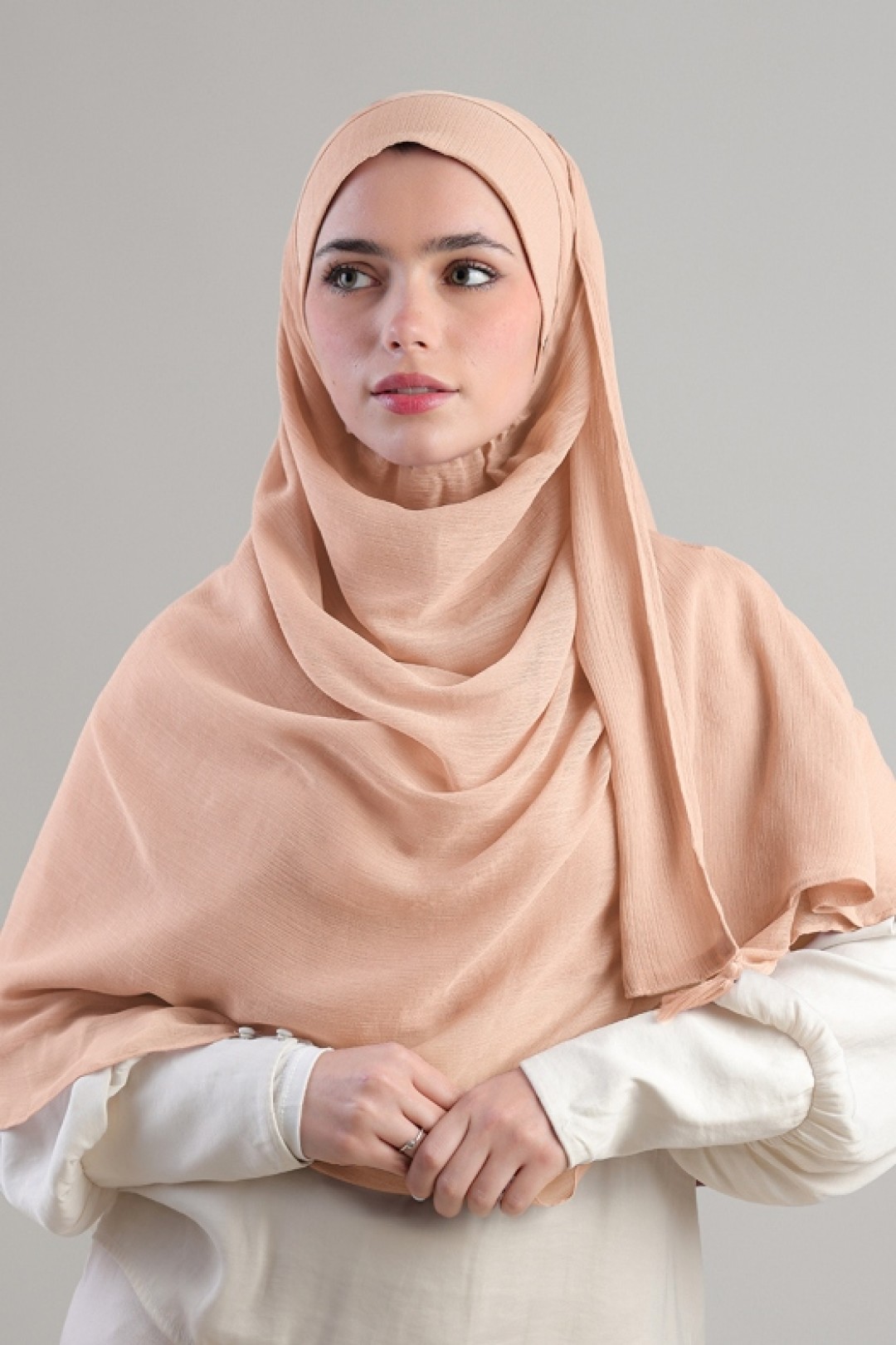 Tan Beige - Plain Crinkled Chiffon