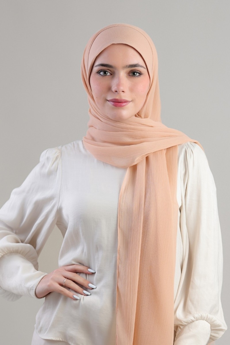 Tan Beige - Plain Crinkled Chiffon
