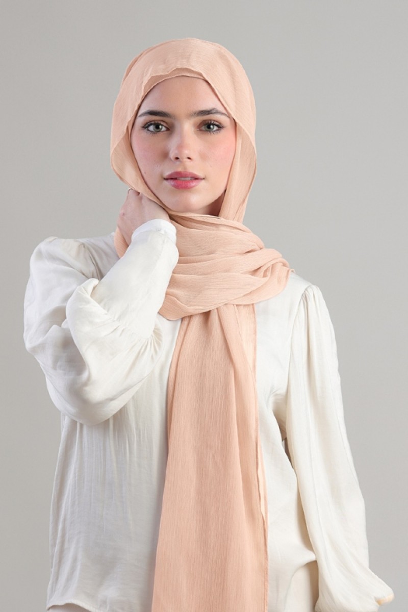 Tan Beige - Plain Crinkled Chiffon
