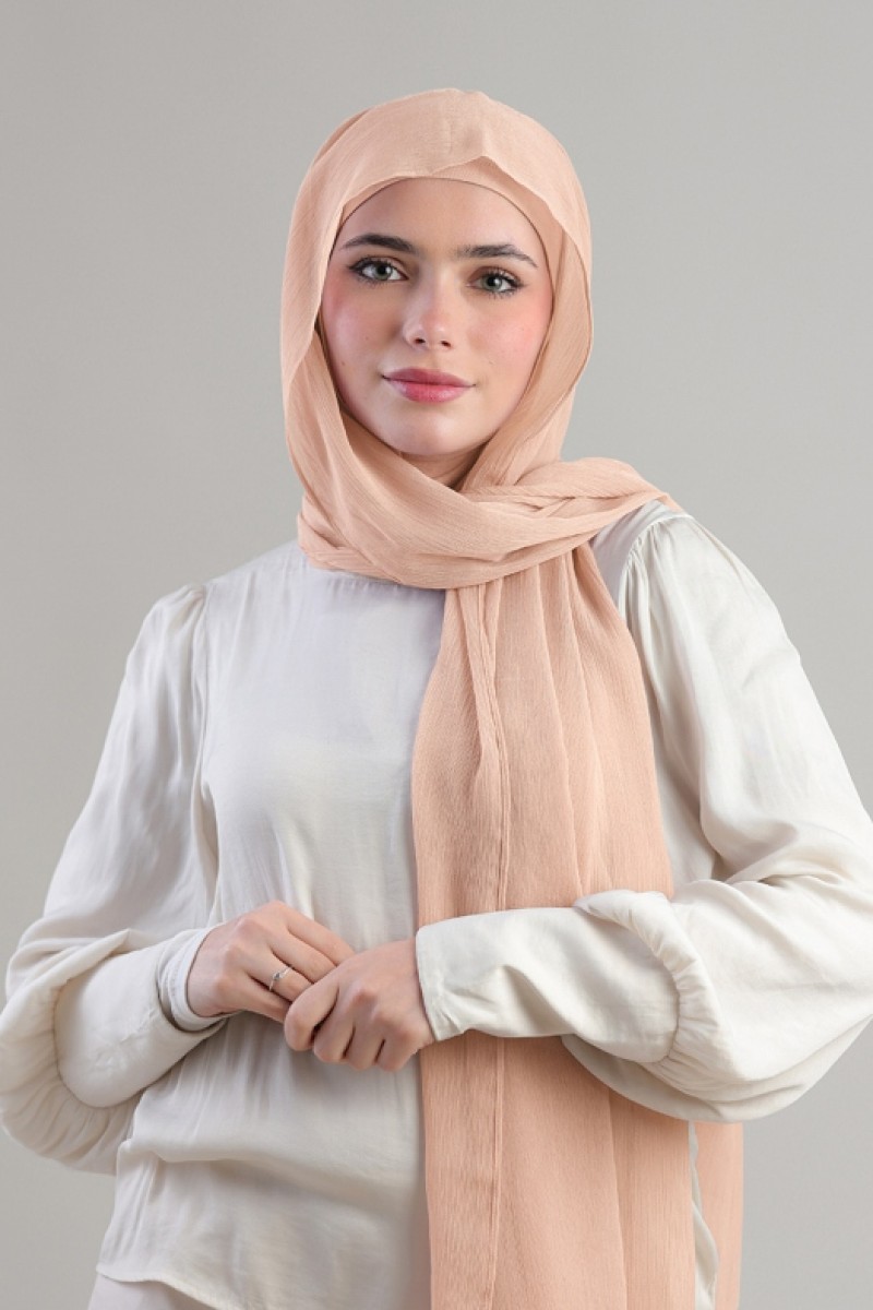 Tan Beige - Plain Crinkled Chiffon