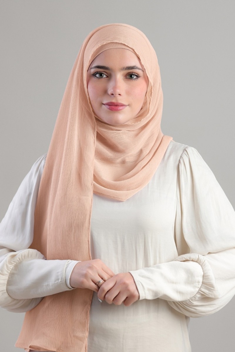 Tan Beige - Plain Crinkled Chiffon
