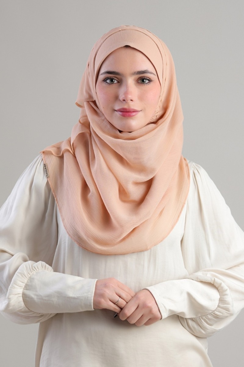 Tan Beige - Plain Crinkled Chiffon