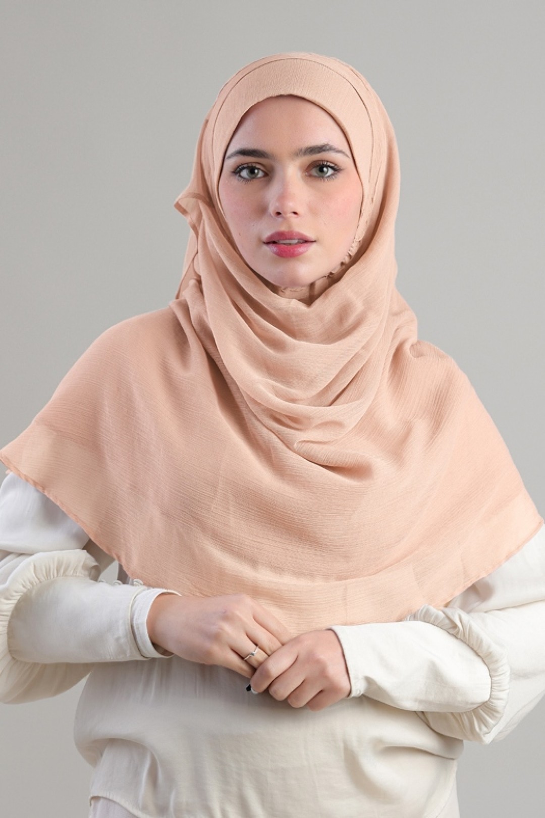 Tan Beige - Plain Crinkled Chiffon