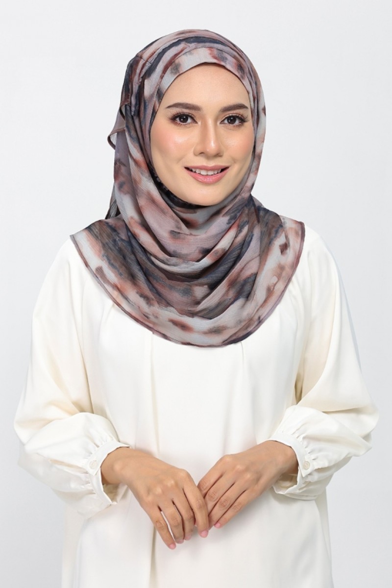 Timber Flame - Printed Plus Crinkled Chiffon