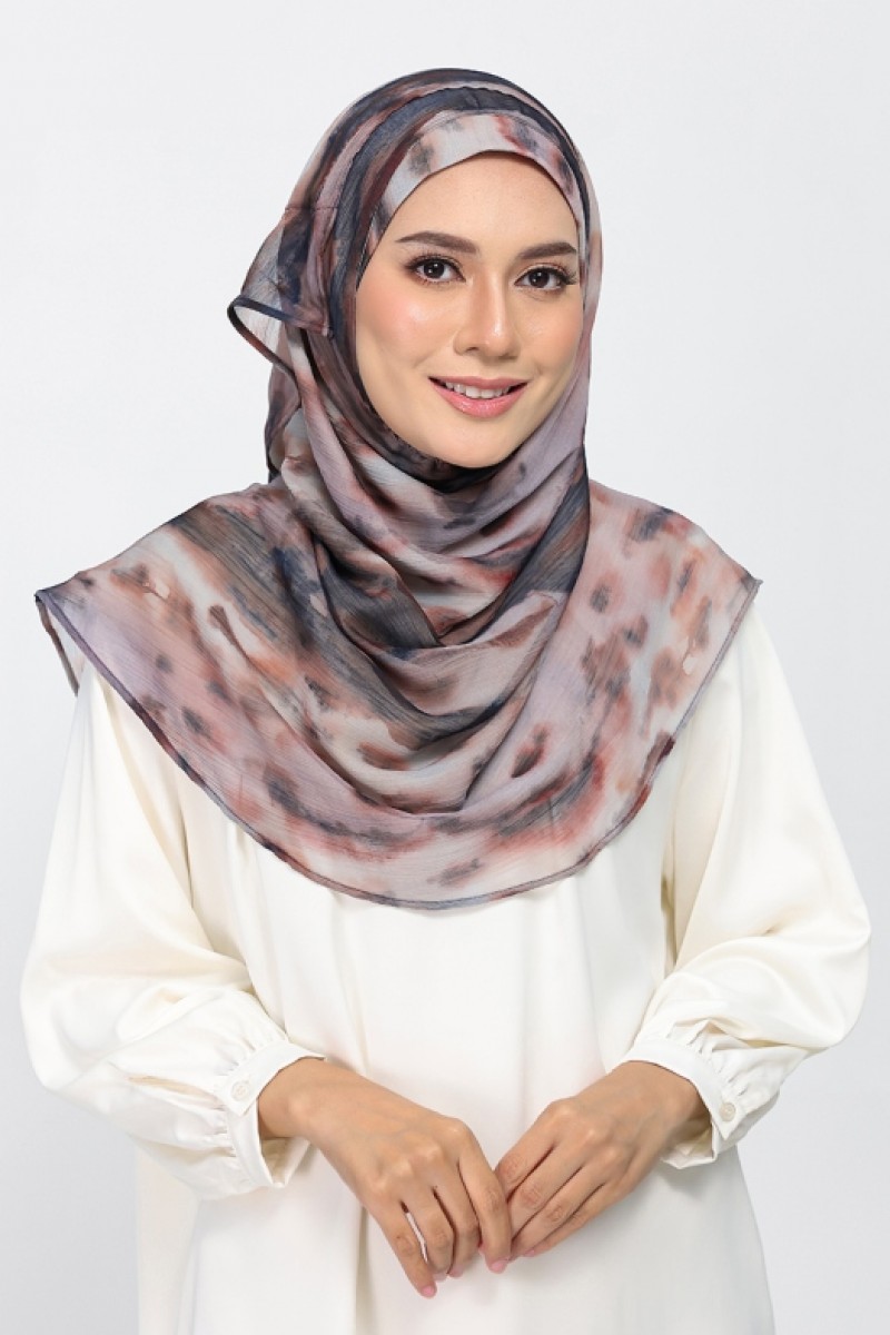 Timber Flame - Printed Plus Crinkled Chiffon