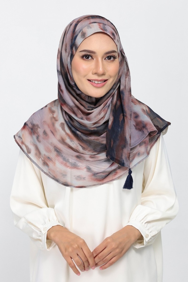 Timber Flame - Printed Plus Crinkled Chiffon