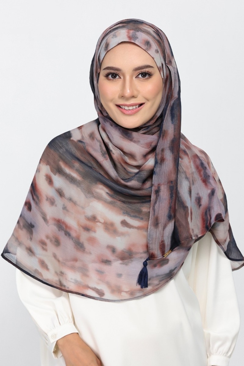 Timber Flame - Printed Plus Crinkled Chiffon