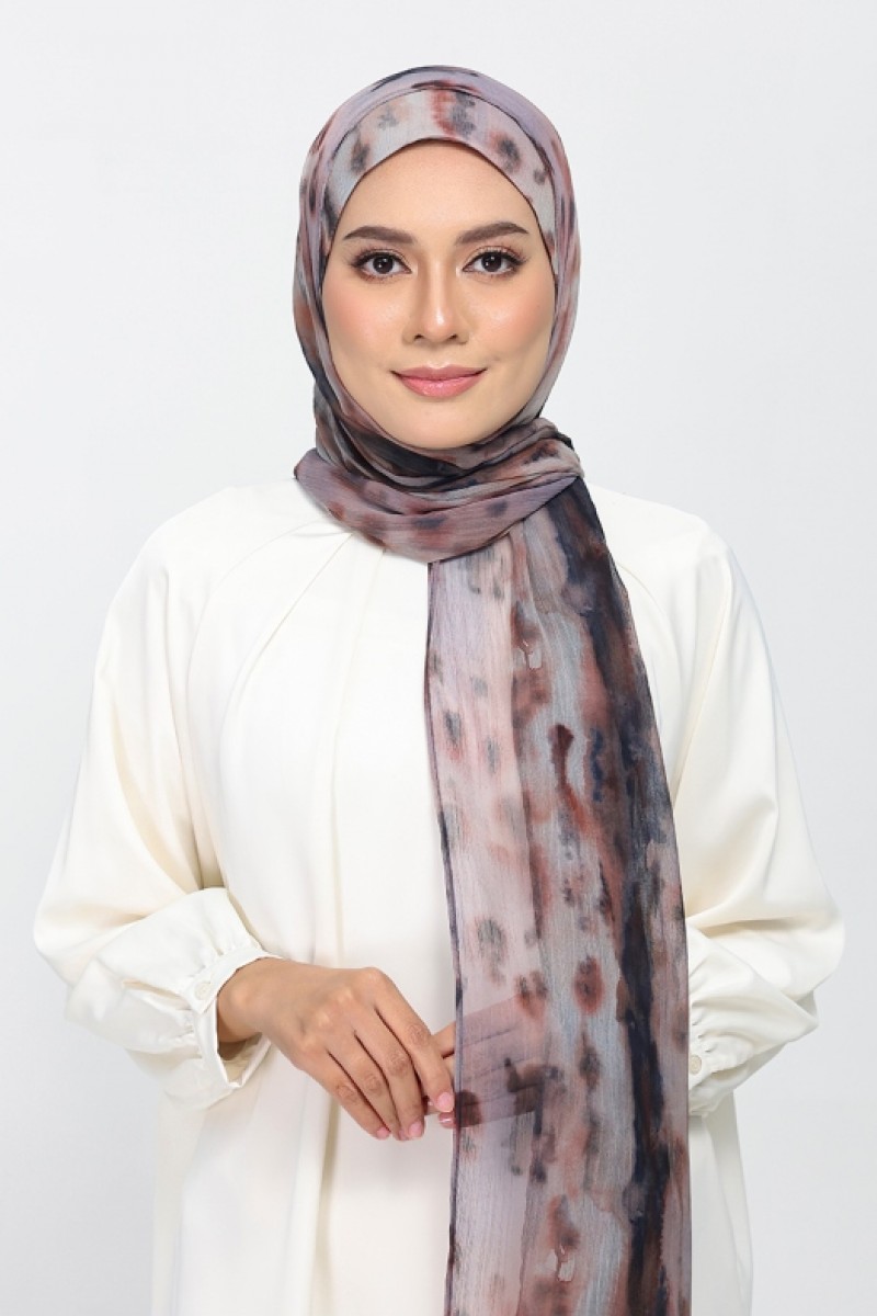 Timber Flame - Printed Plus Crinkled Chiffon
