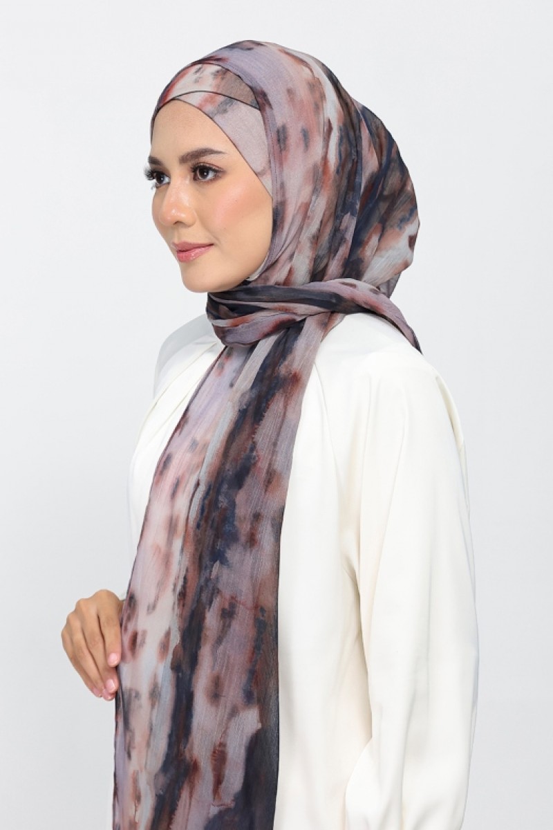 Timber Flame - Printed Plus Crinkled Chiffon