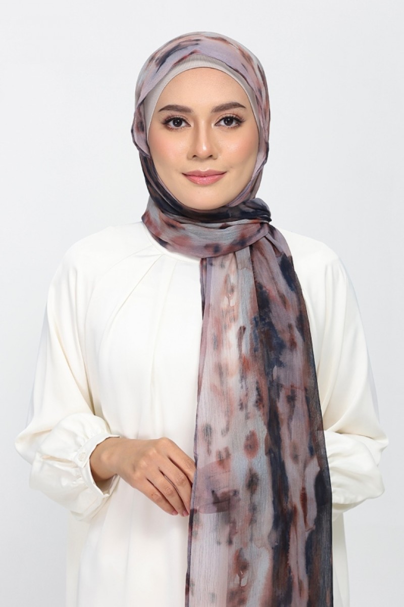 Timber Flame - Printed Plus Crinkled Chiffon