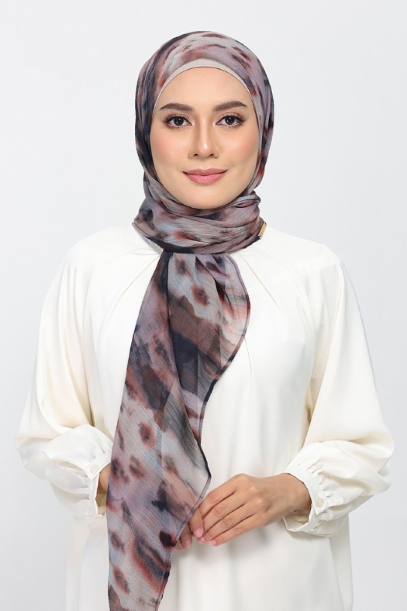 Timber Flame - Printed Plus Crinkled Chiffon