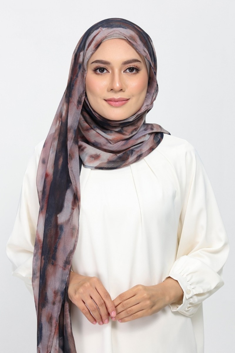 Timber Flame - Printed Plus Crinkled Chiffon