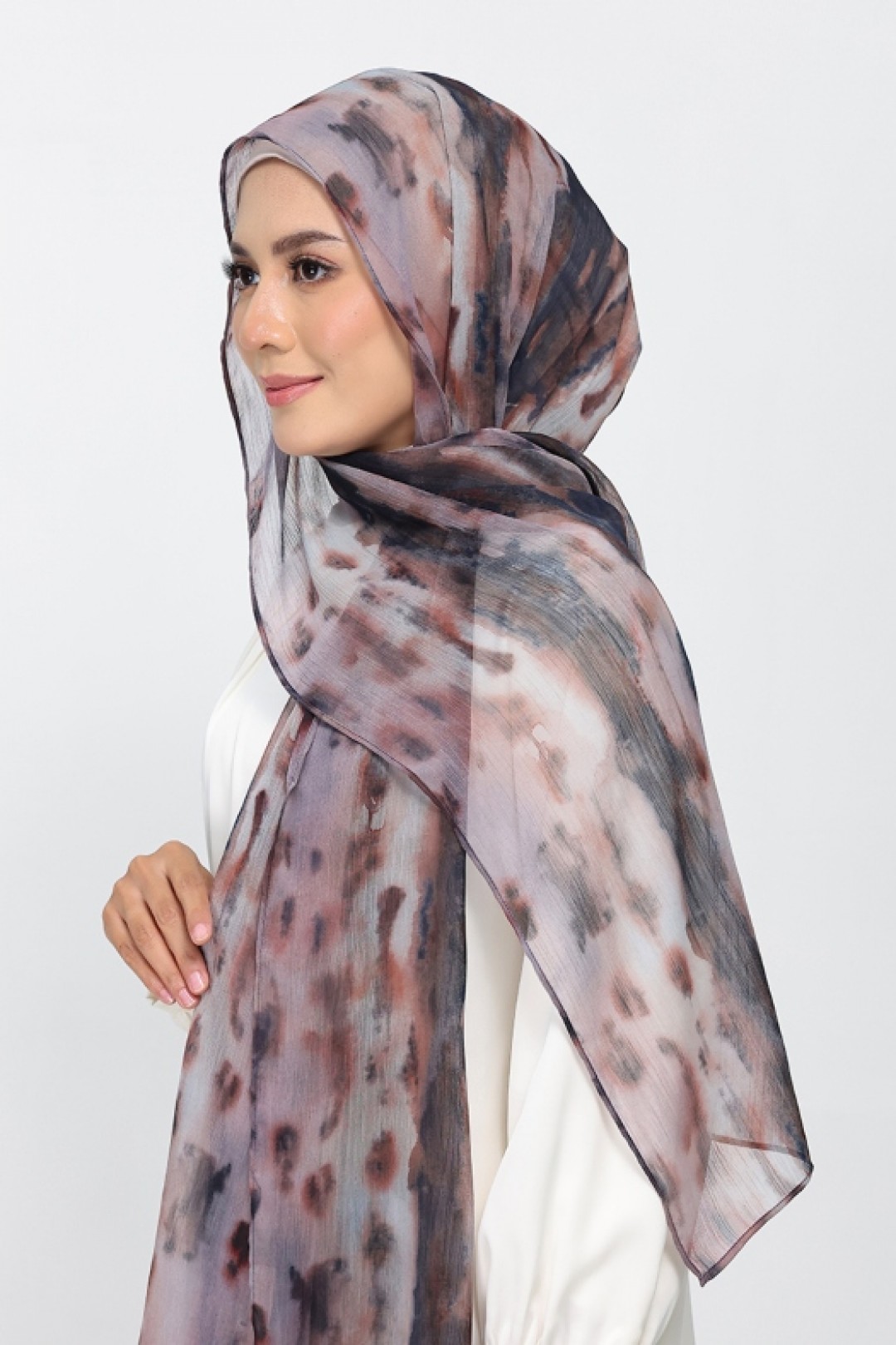 Timber Flame - Printed Plus Crinkled Chiffon