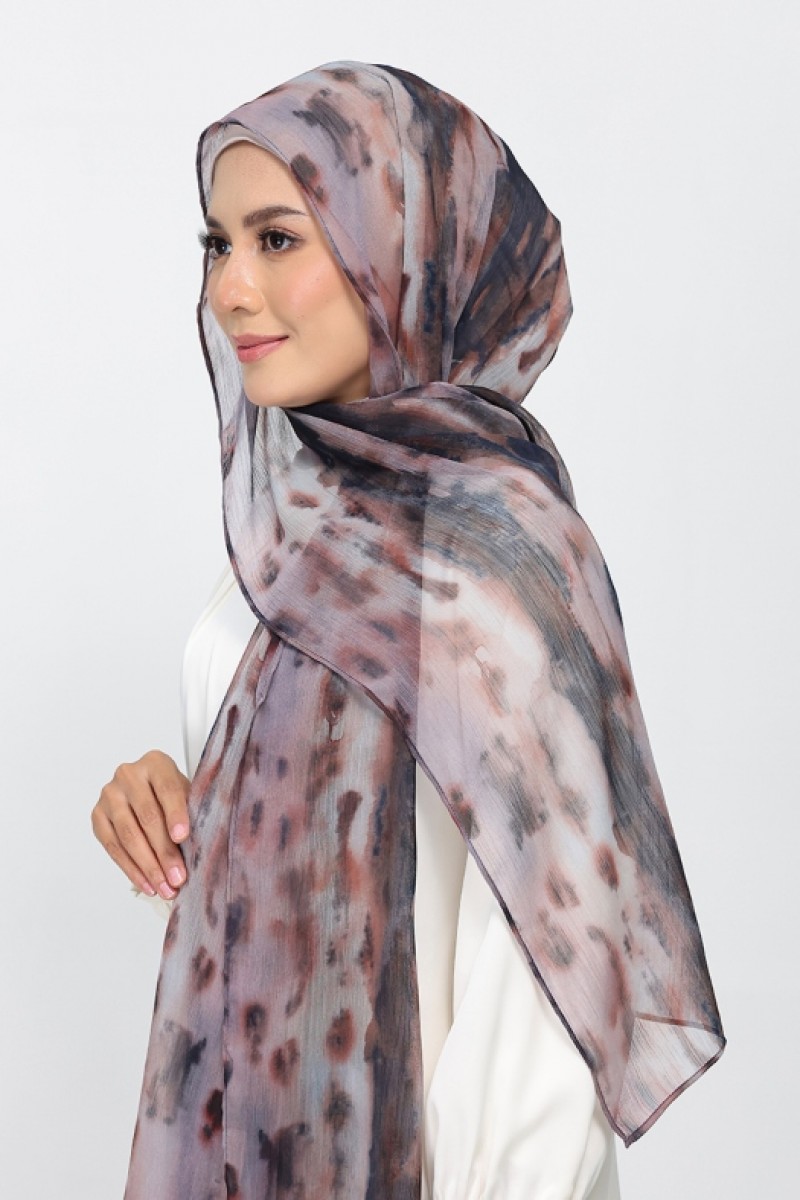 Timber Flame - Printed Plus Crinkled Chiffon