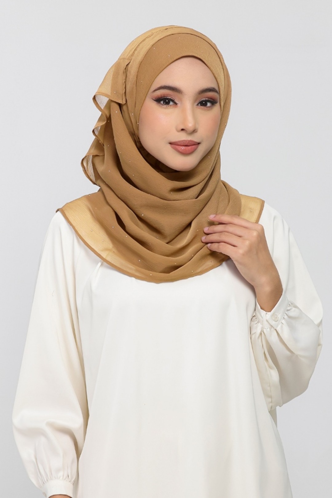 Topaz - Plain Crinkled Chiffon Crystals