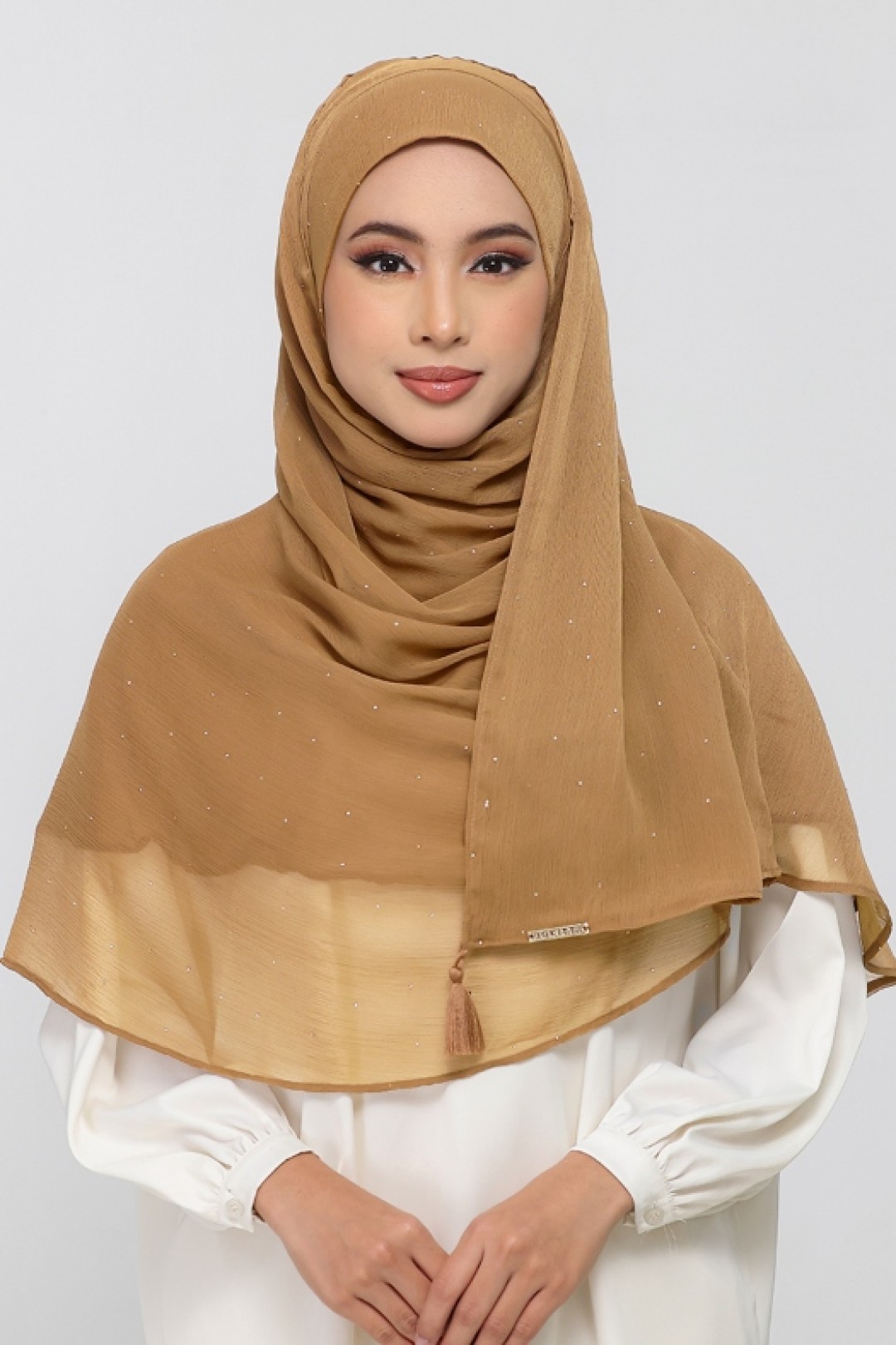 Topaz - Plain Crinkled Chiffon Crystals
