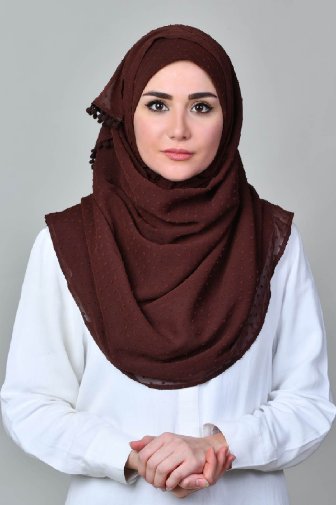 Choco - Plain Mosaic Butti Chiffon - Mini & Capshawl