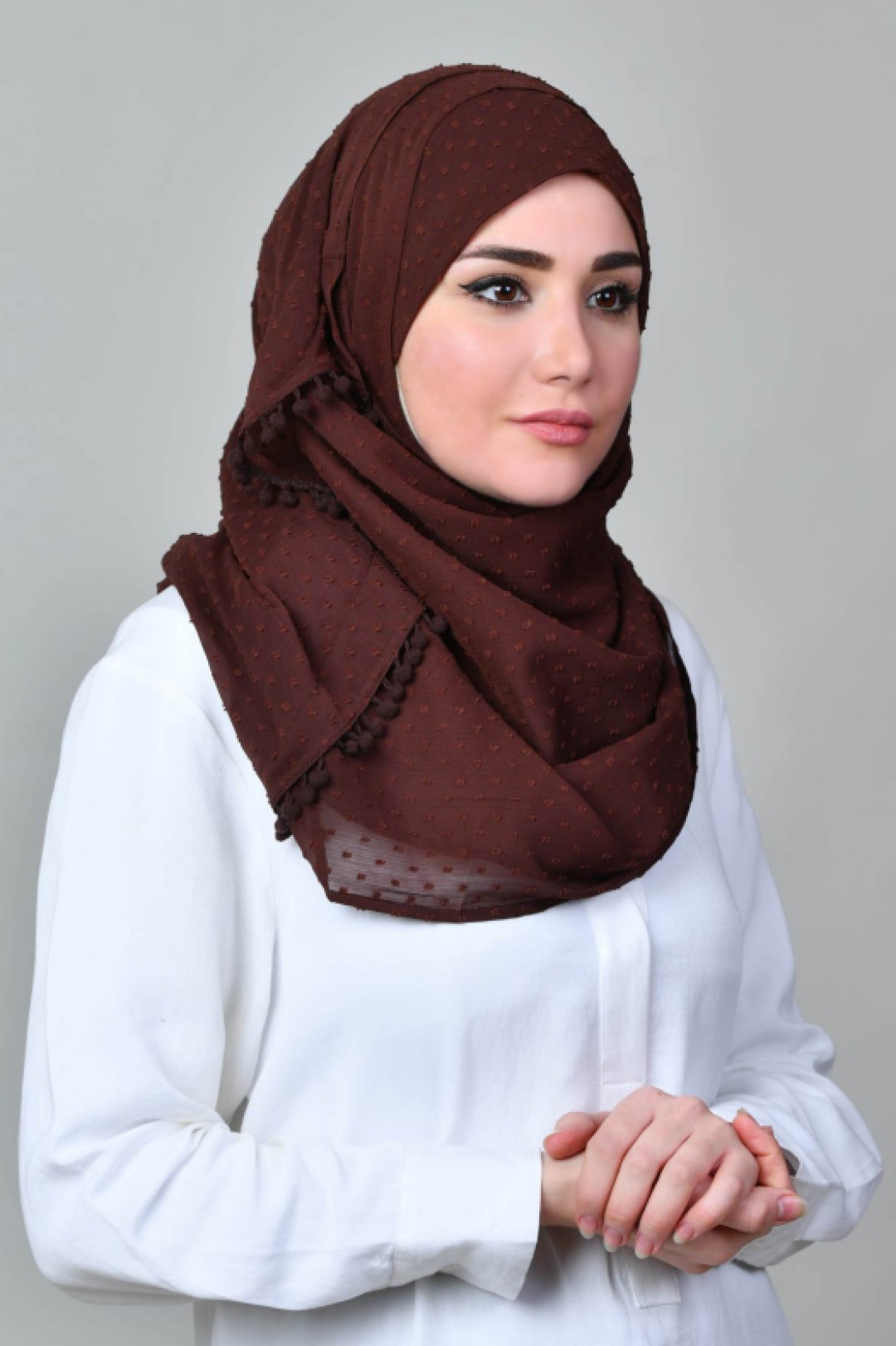 Choco - Plain Mosaic Butti Chiffon - Mini & Capshawl