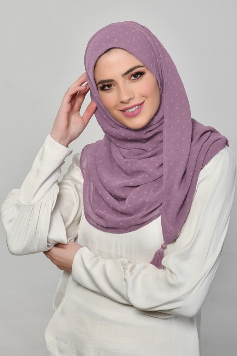 Vintage Purple - Plain Mosaic Butti Chiffon