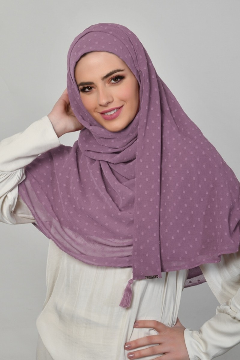 Vintage Purple - Plain Mosaic Butti Chiffon