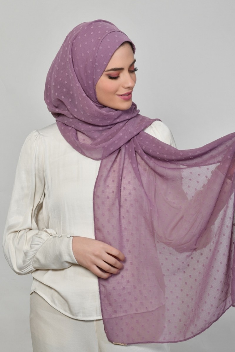 Vintage Purple - Plain Mosaic Butti Chiffon