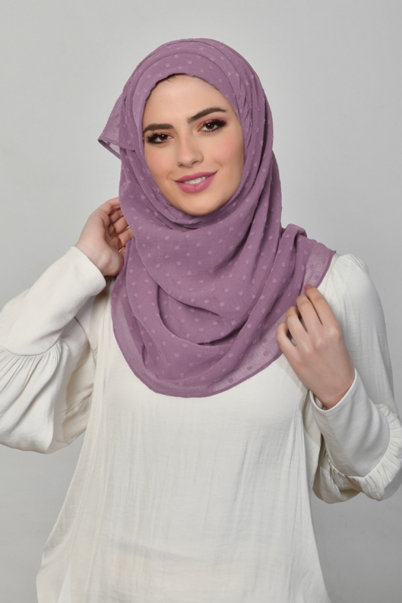 Vintage Purple - Plain Mosaic Butti Chiffon