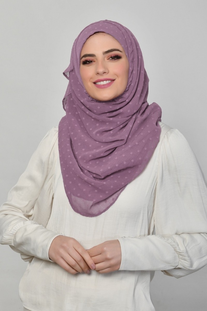 Vintage Purple - Plain Mosaic Butti Chiffon