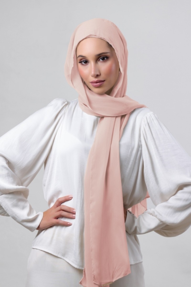 Peachy Rose - Plain Crinkled Chiffon