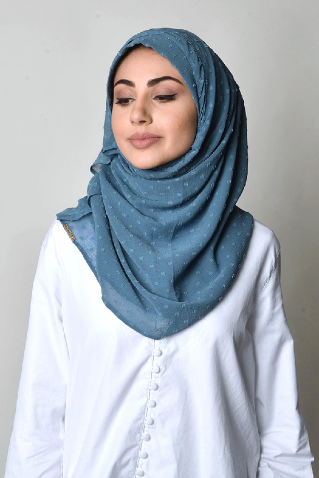 Blue Stone - Plain Mosaic Butti Chiffon