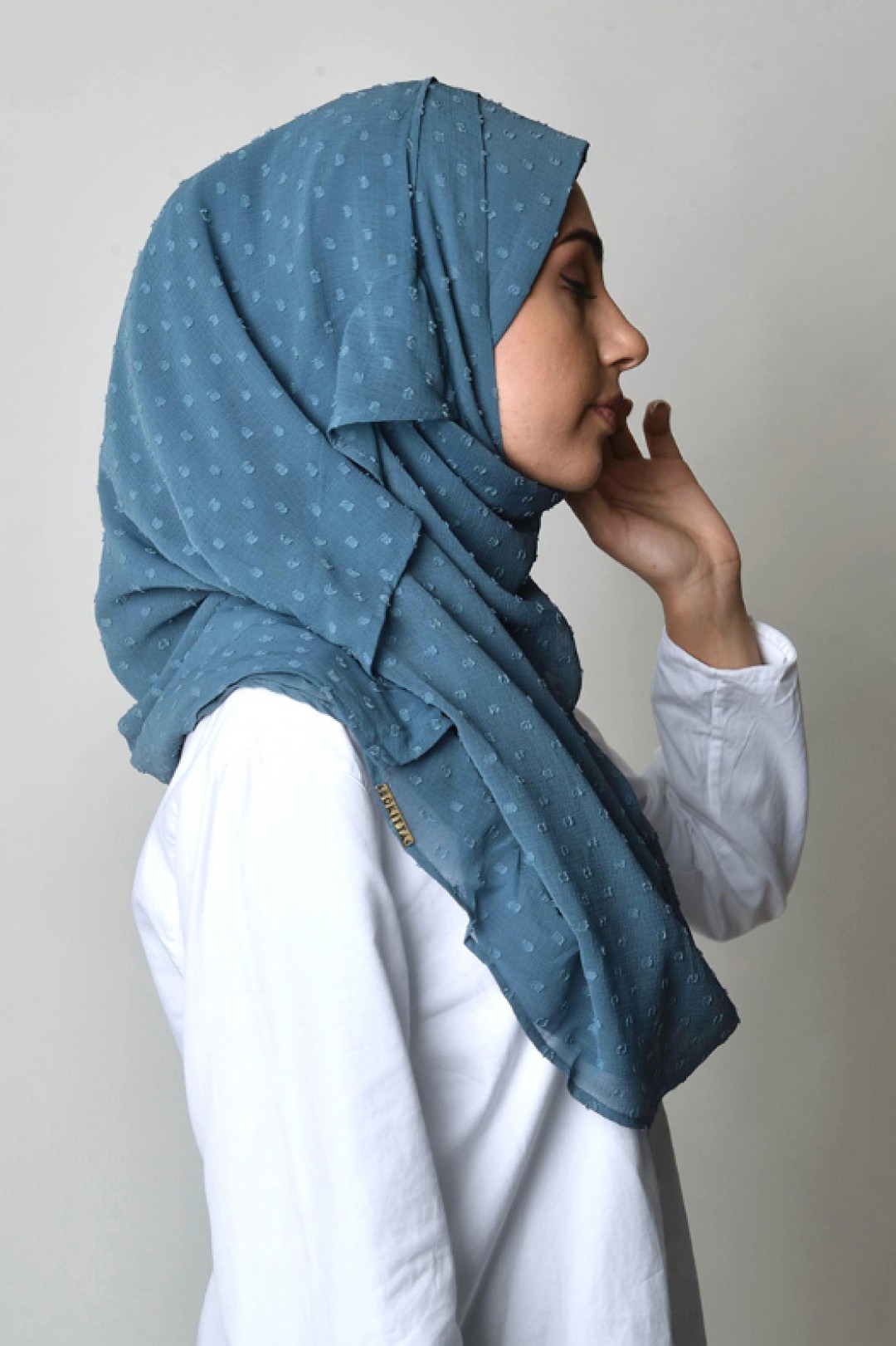Blue Stone - Plain Mosaic Butti Chiffon