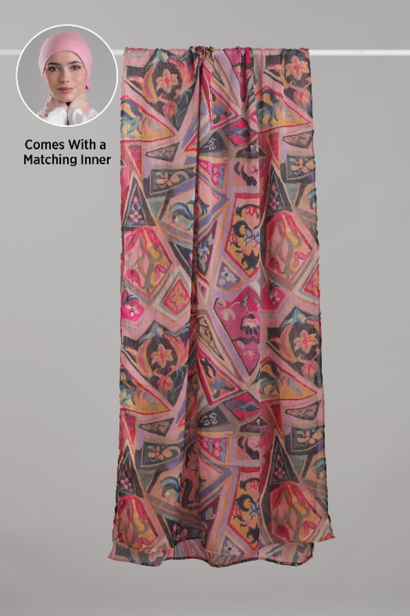 Wazir Khan - Printed Plus Crinkled Satin Chiffon
