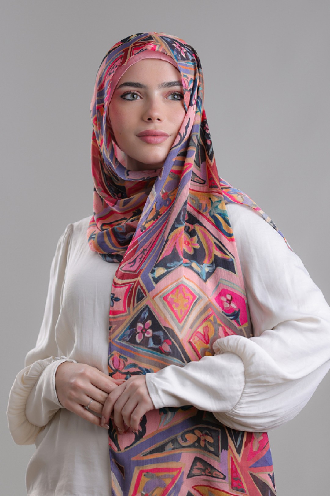 Wazir Khan - Printed Plus Crinkled Satin Chiffon