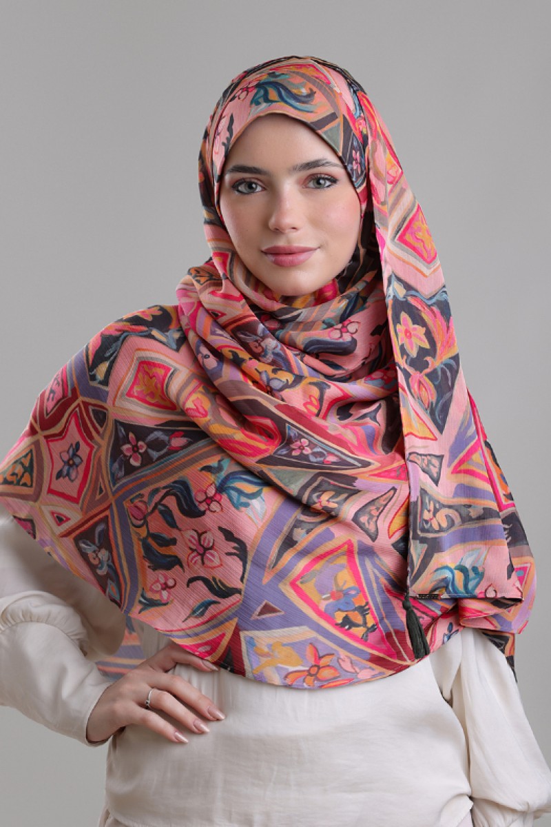 Wazir Khan - Printed Plus Crinkled Satin Chiffon