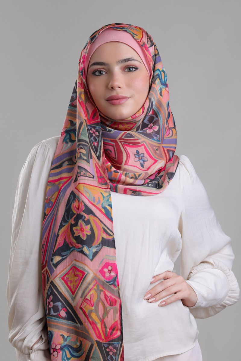 Wazir Khan - Printed Plus Crinkled Satin Chiffon