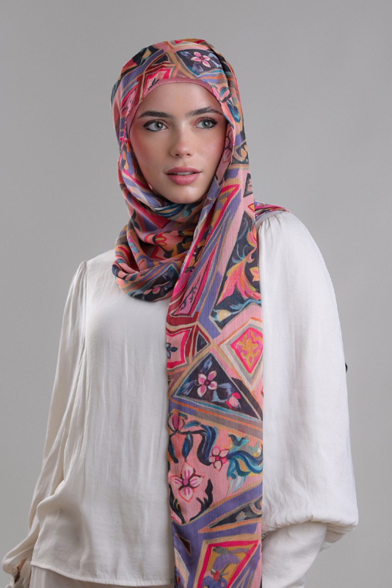 Wazir Khan - Printed Plus Crinkled Satin Chiffon