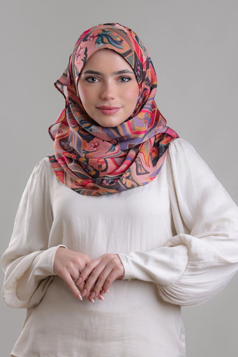 Wazir Khan - Printed Plus Crinkled Satin Chiffon