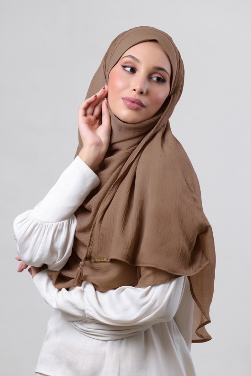 Wet Sand - Plain Crinkled Chiffon