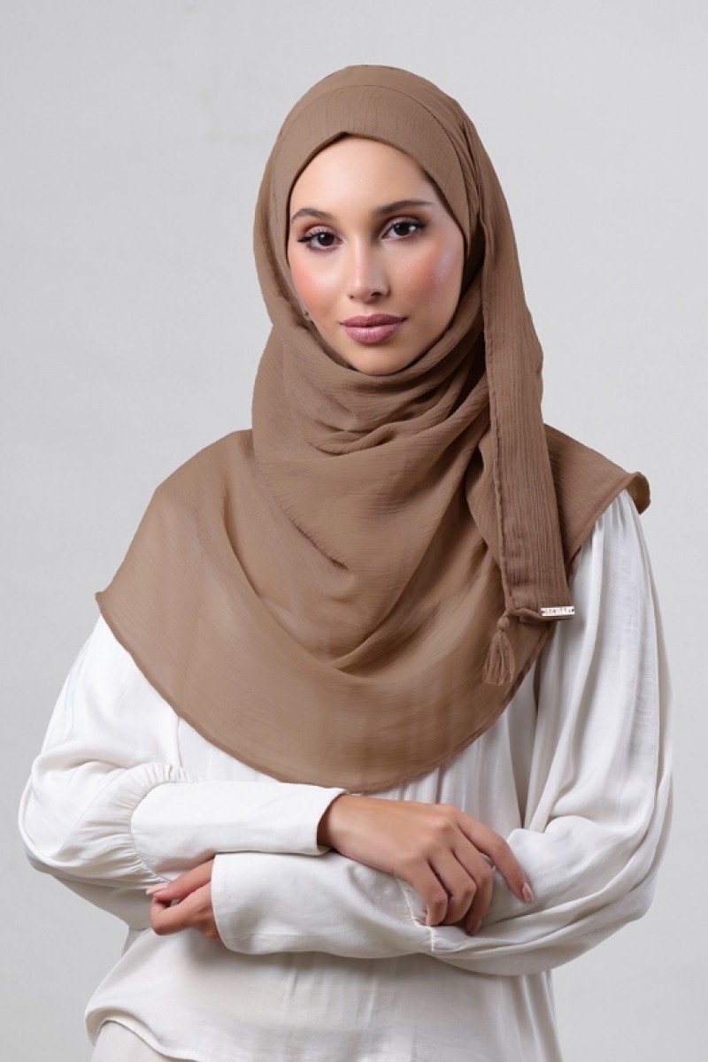 Wet Sand - Plain Crinkled Chiffon