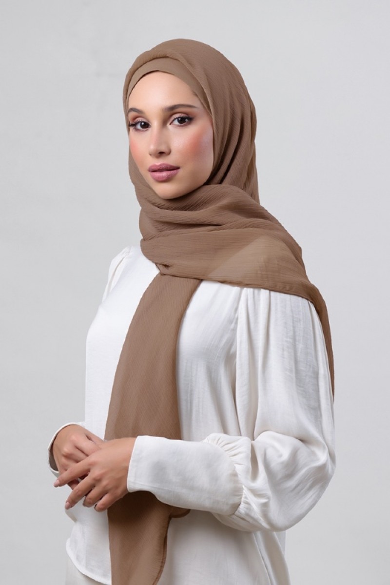 Wet Sand - Plain Crinkled Chiffon