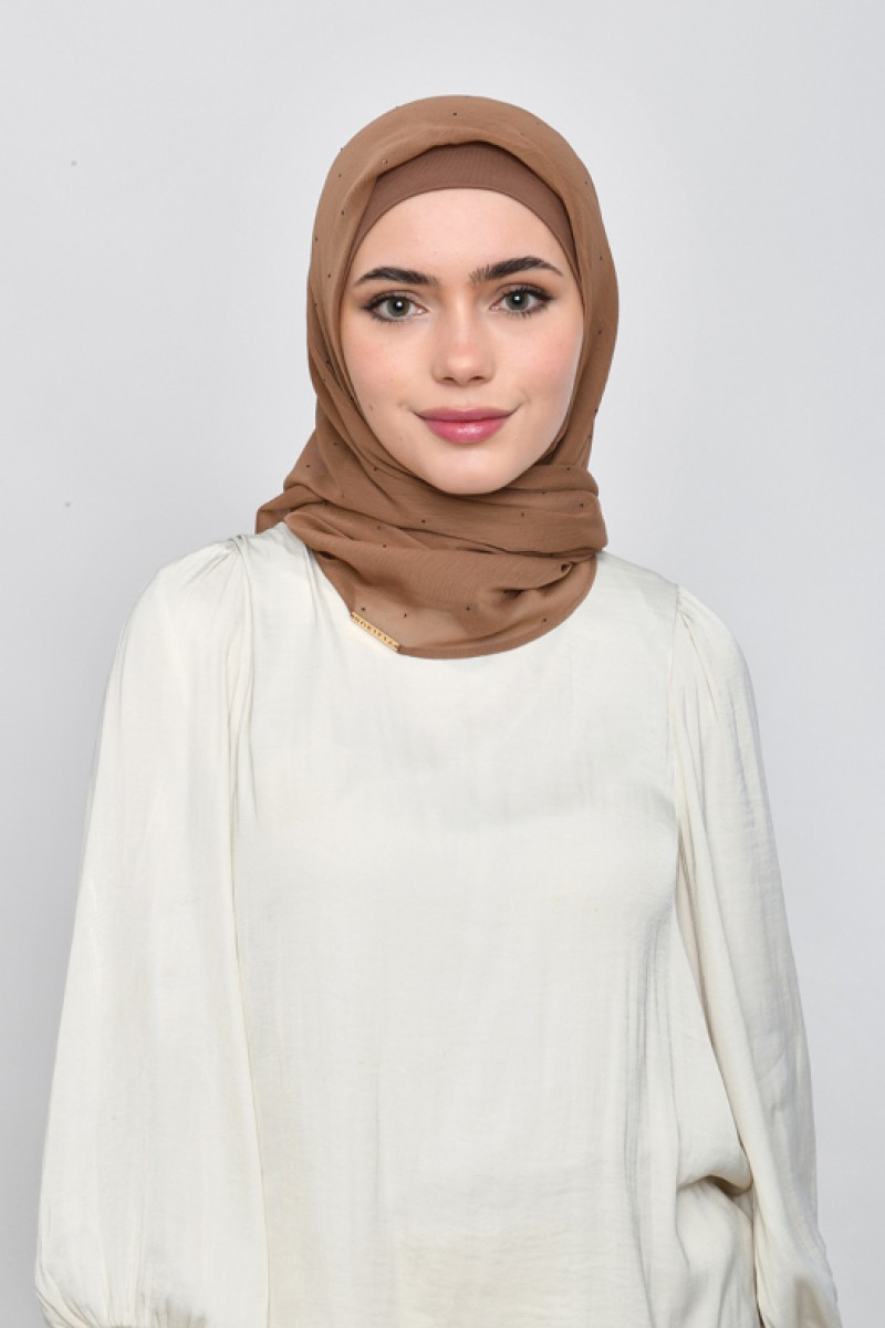 Wet Sand - Plain Crinkled Chiffon Crystals