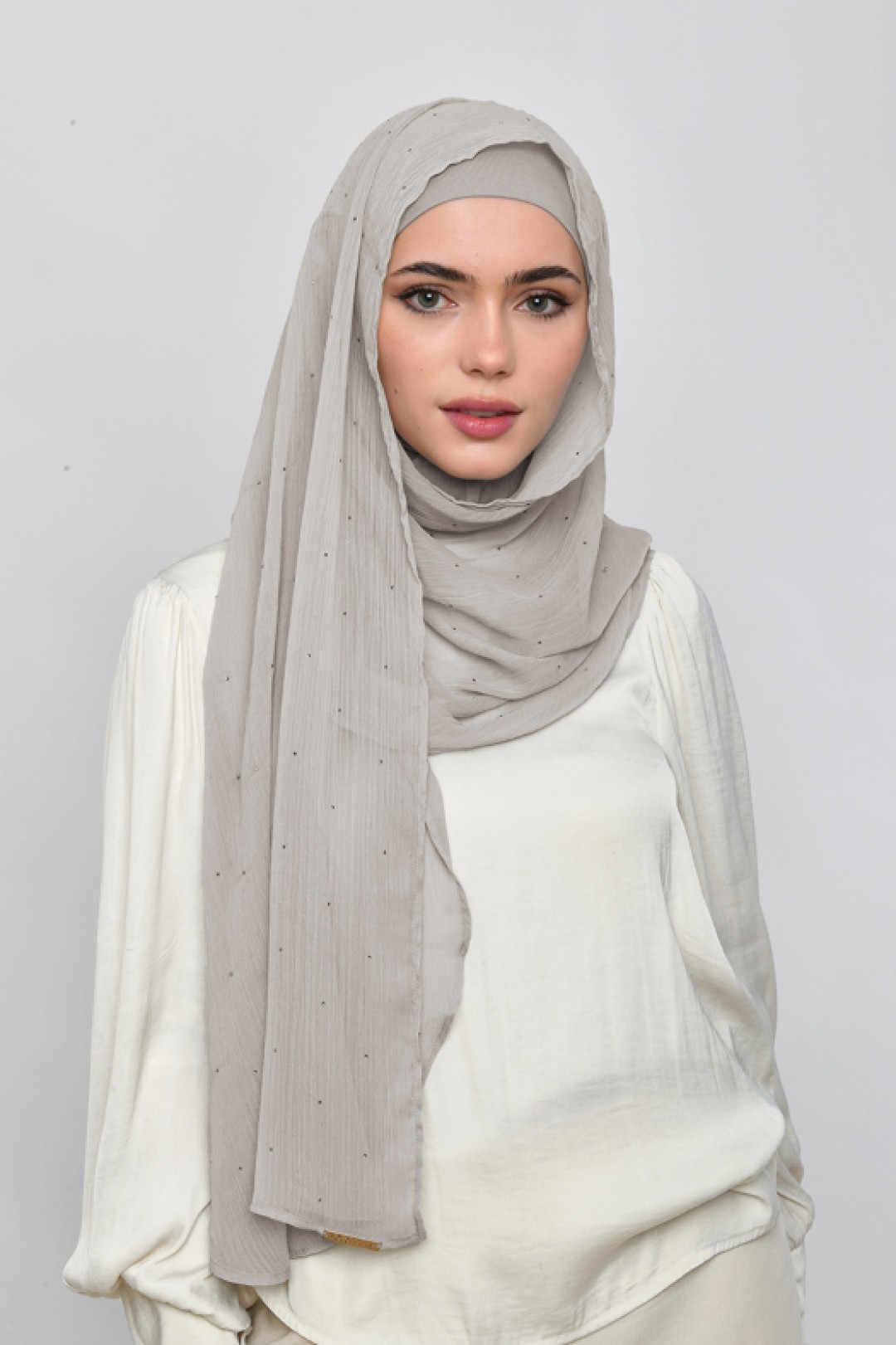 White Sand - Plain Crinkled Chiffon Crystals