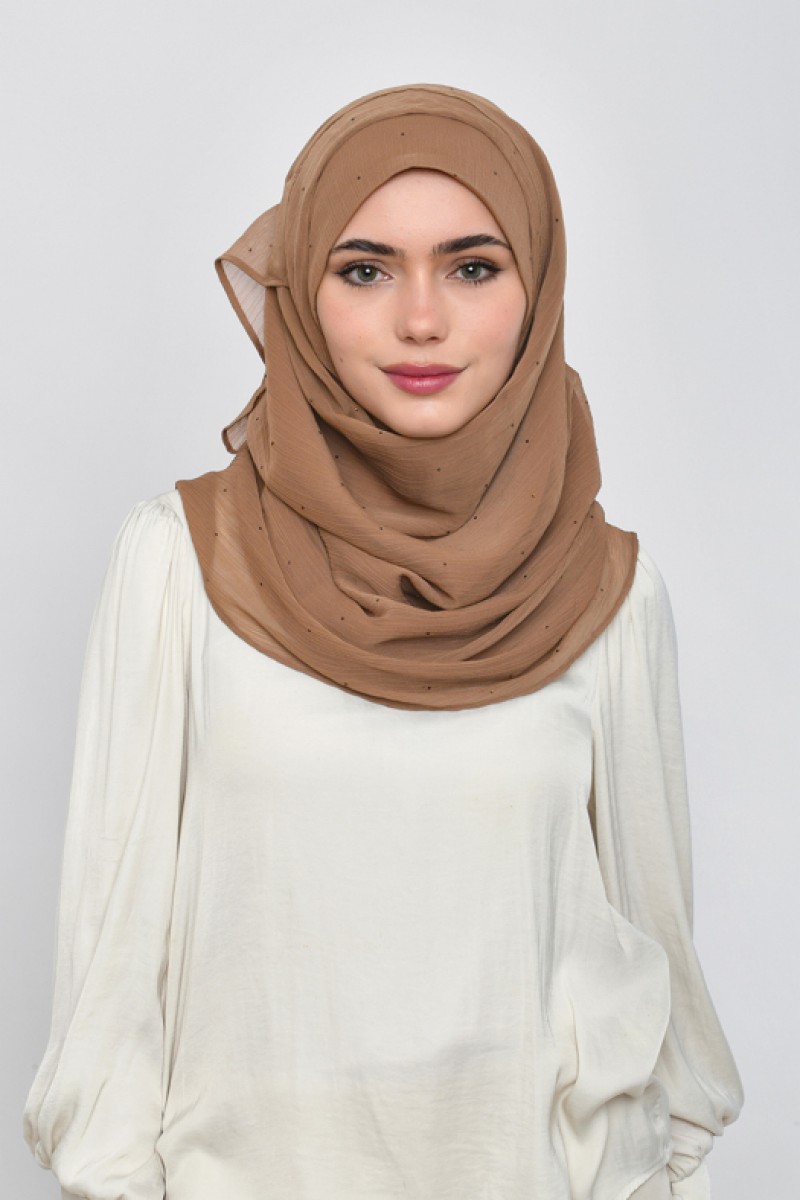 Wet Sand - Plain Crinkled Chiffon Crystals