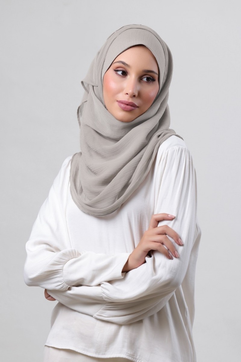 White Sand - Plain Crinkled Chiffon