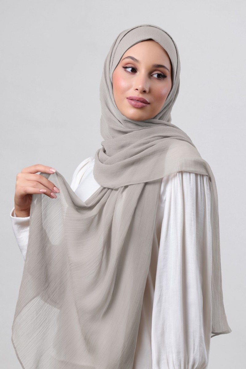 White Sand - Plain Crinkled Chiffon