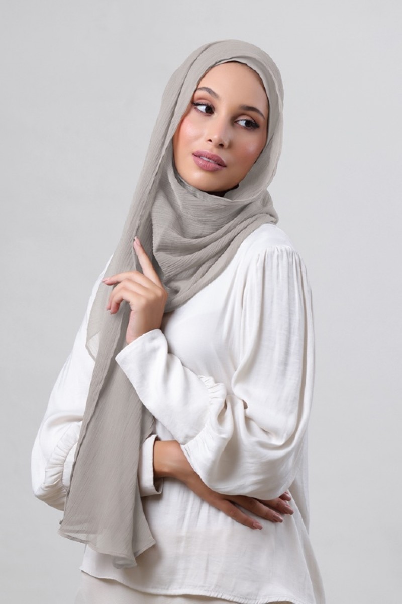 White Sand - Plain Crinkled Chiffon