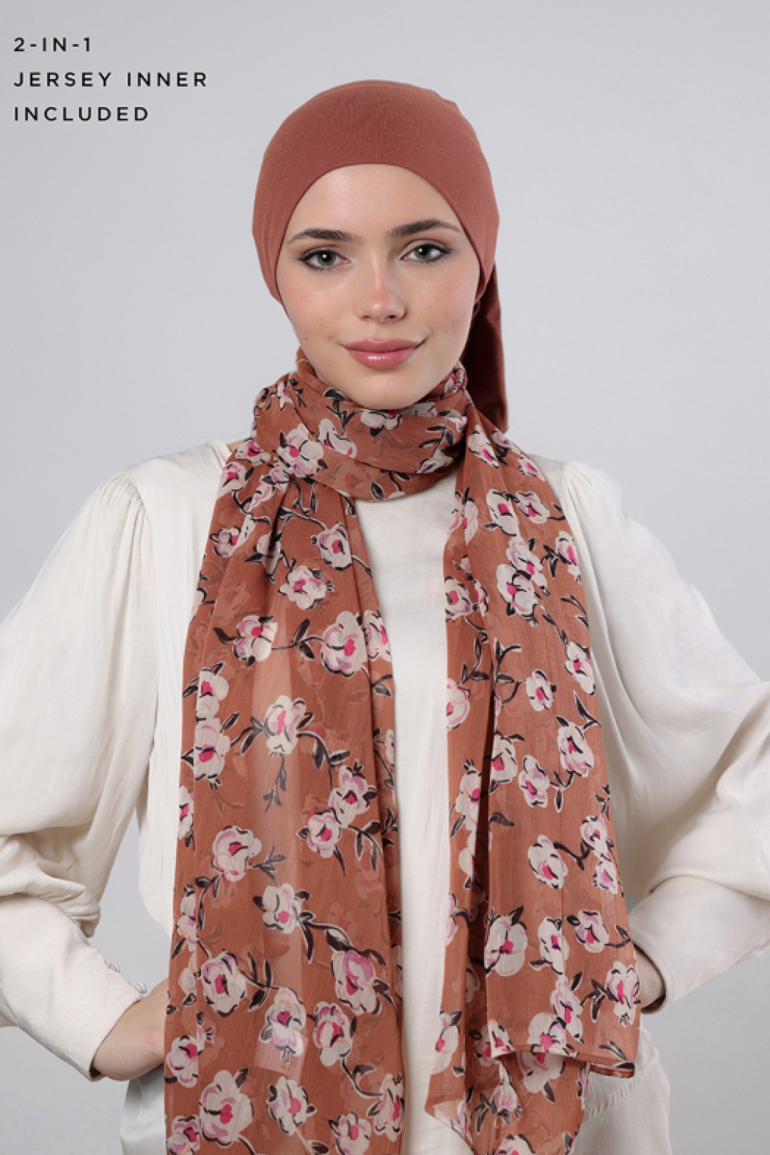 White Bloom - Printed Crinkled Chiffon