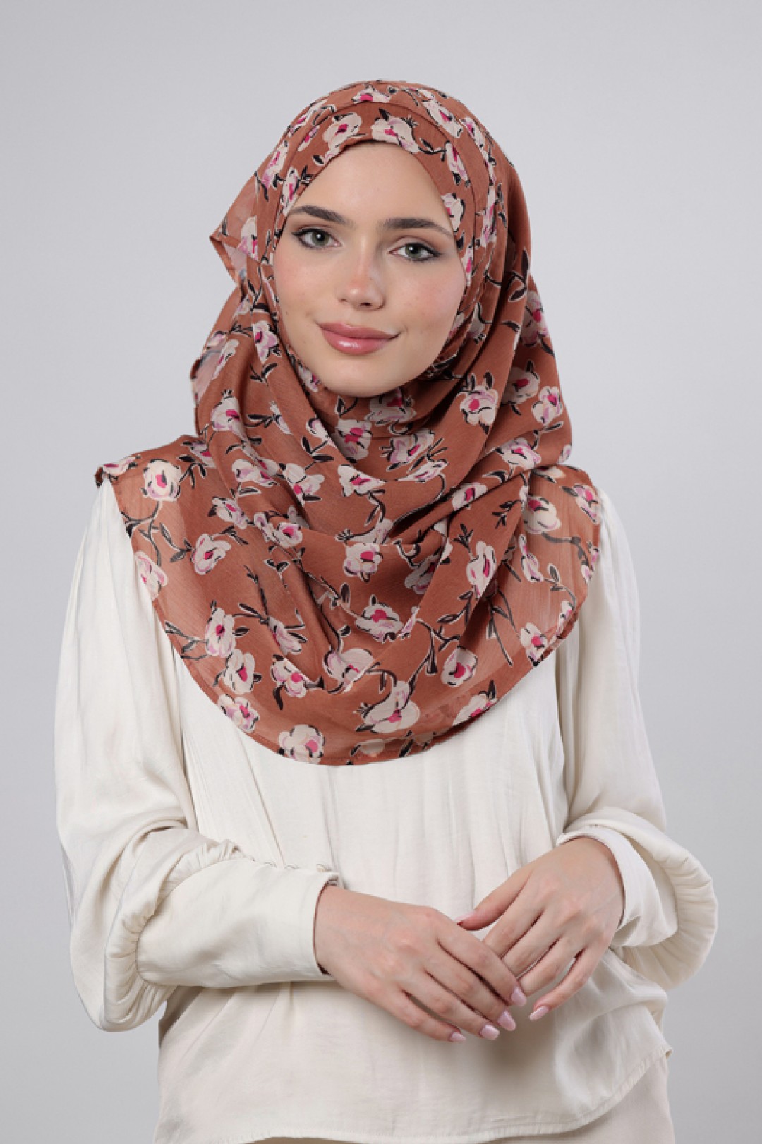 White Bloom - Printed Crinkled Chiffon