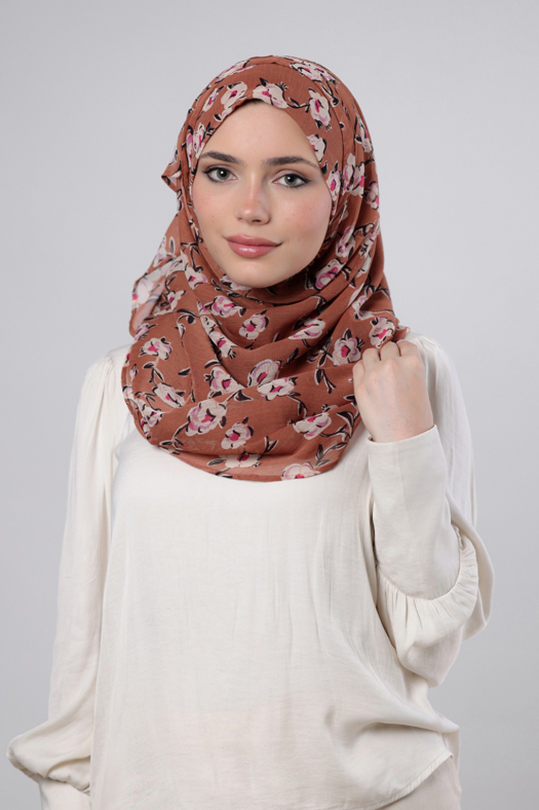 White Bloom - Printed Crinkled Chiffon