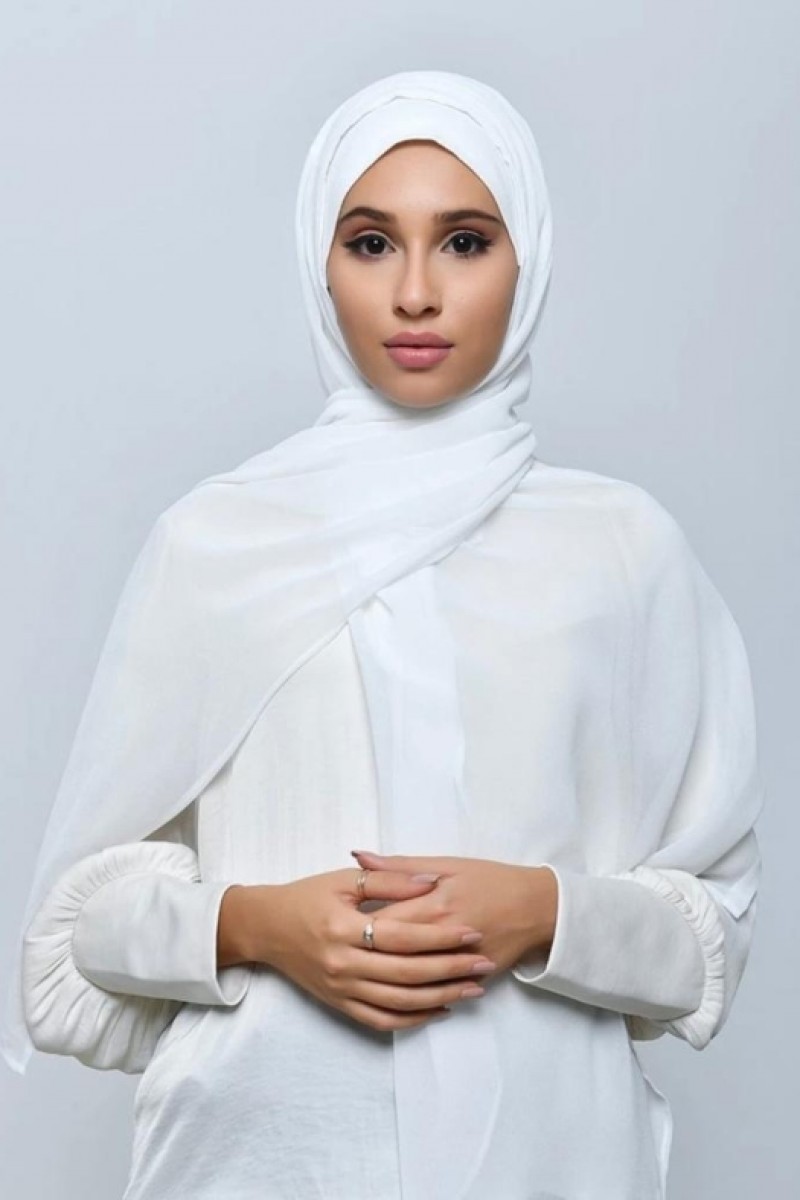 White - Plain Crepe Chiffon - Freestyle