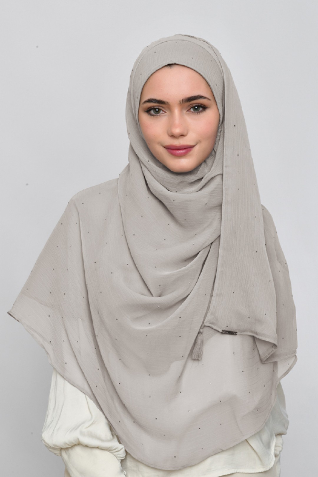 White Sand - Plain Crinkled Chiffon Crystals